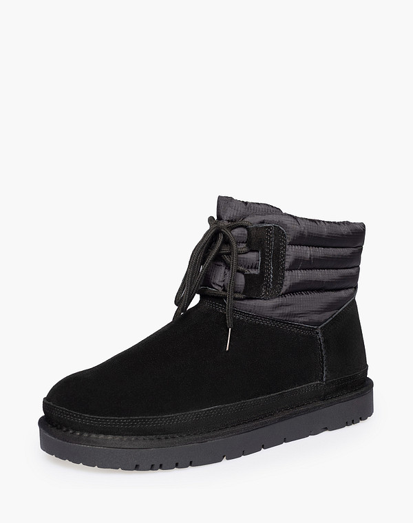 142-529334-0202 Ботинки мужские велюр-текстиль/мех черн, Mascotte