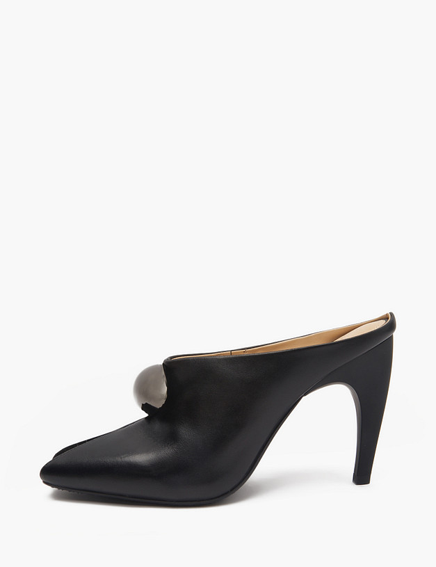 Черные кожаные женские мюли MASCOTTE 175-5163011-3501M | ракурс 1 Черные кожаные женские мюли MASCOTTE 175-5163011-3501M | ракурс 1