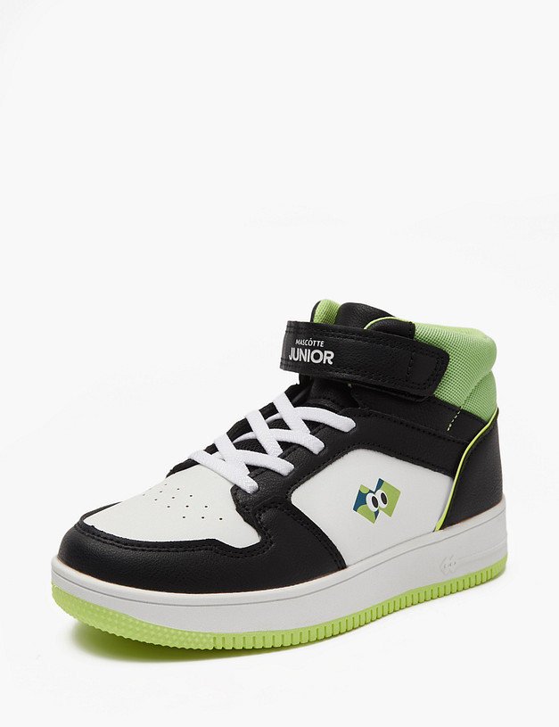 Черные высокие детские кроссовки с липучкой MASCOTTE 18-411622-0602 | ракурс 4 Черные высокие детские кроссовки с липучкой MASCOTTE 18-411622-0602 | ракурс 4