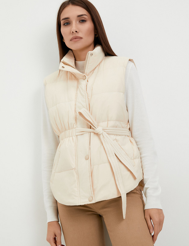 Молочный женский жилет с поясом MASCOTTE 234-3297-2401 | ракурс 1