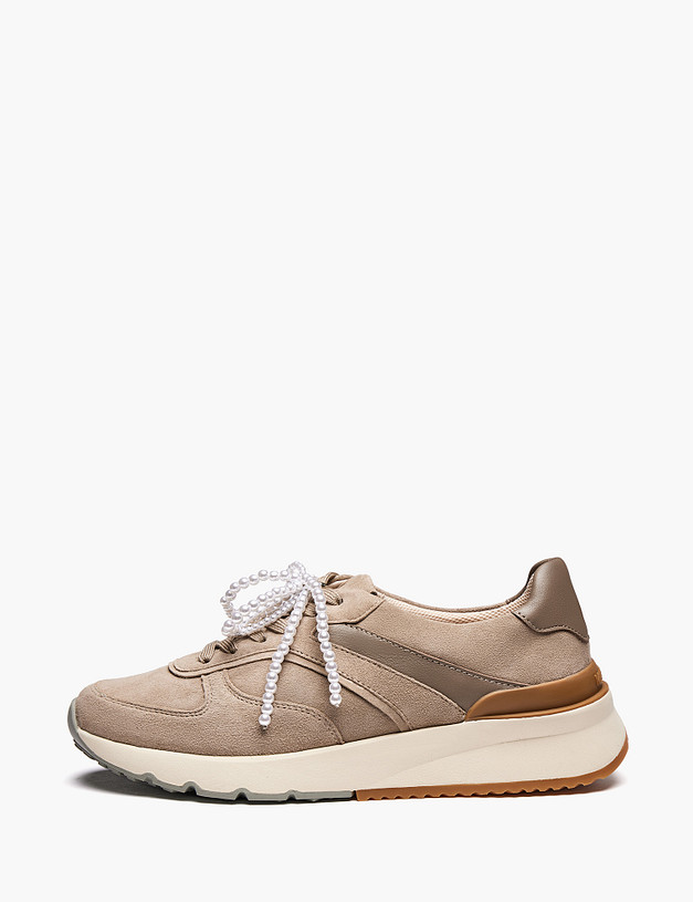 Бежевые женские кроссовки с украшением  MASCOTTE 22-6160127-5610M | ракурс 1