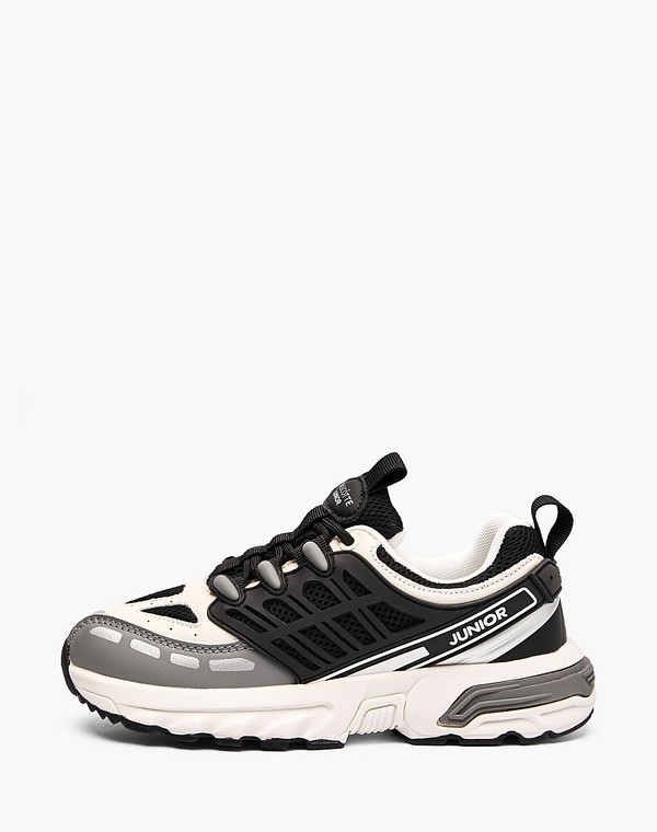 64-612421-0202 Полуботинки для активного отдыха мальч./девич. текстиль-и.кожа/текстиль черн-молочн, Mascotte JUNIOR