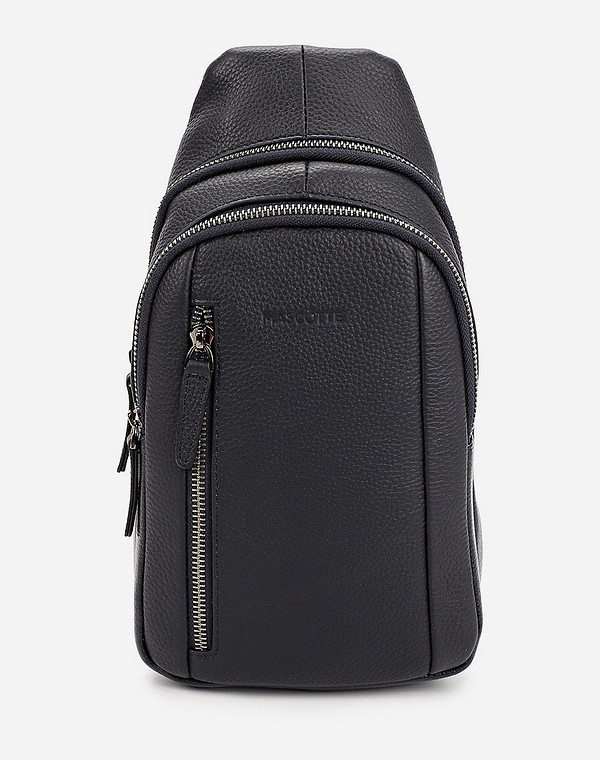 604-0116-103 Рюкзак мужской нат.кожа-и.кожа/текстиль синий, M, Mascotte