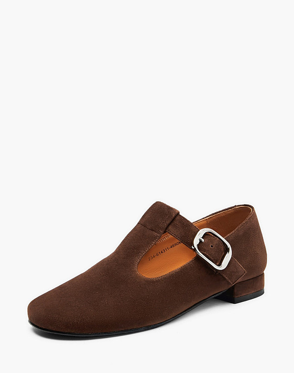 234-614311-4690M Туфли женские велюр/нат.кожа темн-коричн, Mascotte