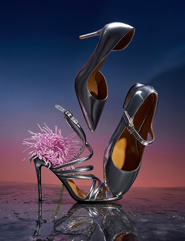 Серебристые женские босоножки MASCOTTE 100-411412-0116 | ракурс 1