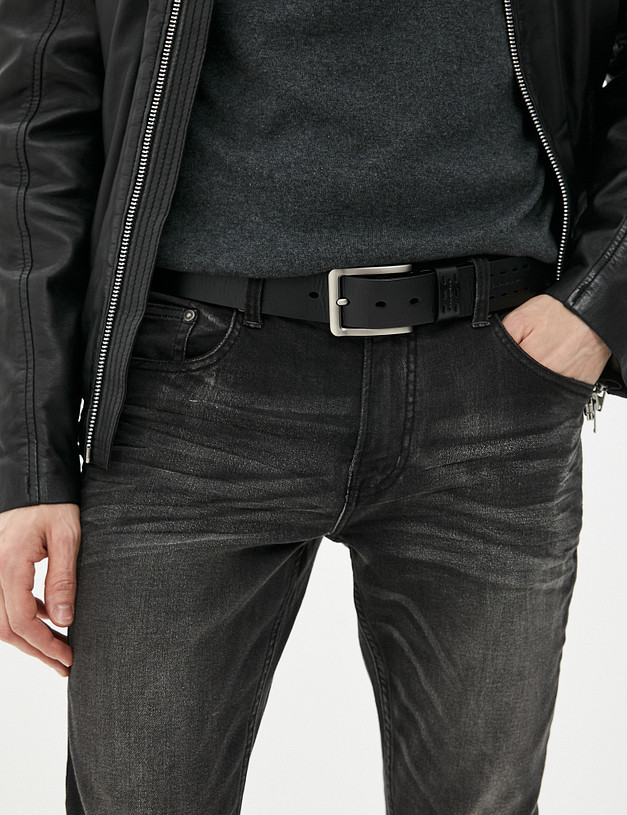 Черный мужской ремень MASCOTTE 703-9204-102 | ракурс 1