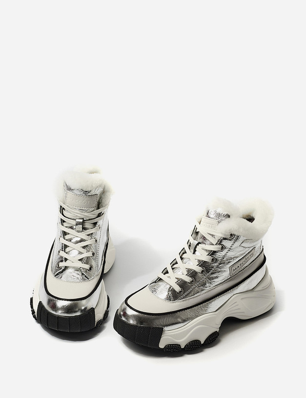 Серебристые женские кроссовки на меху MASCOTTE 234-124631-0116 | ракурс 8