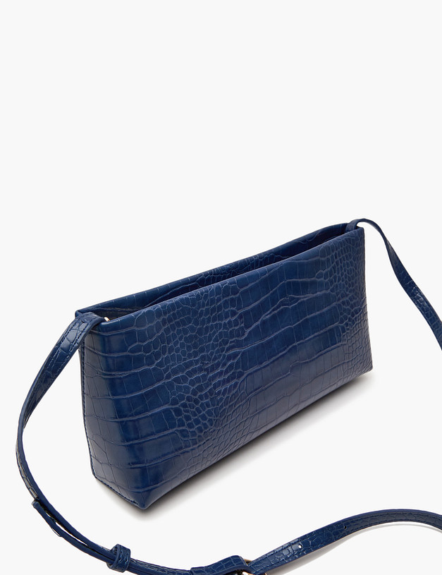 Синяя женская сумка с тиснением под рептилию MASCOTTE 647-4114-603 | ракурс 3