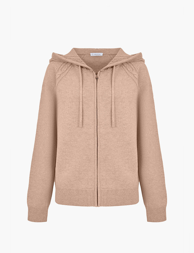 Бежевое трикотажное женское худи MASCOTTE 870-4210-508 | ракурс 7