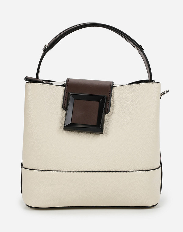 610-0106-601 Сумка женская и.кожа/текстиль бел-корич, S, Mascotte