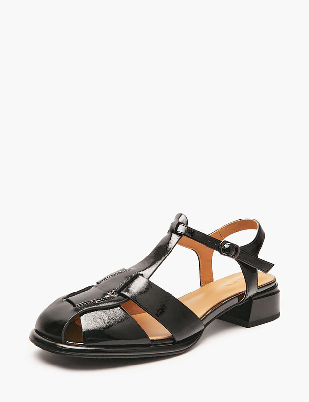 Черные женские лакированные сандалии MASCOTTE 100-516511-0702 | ракурс 2