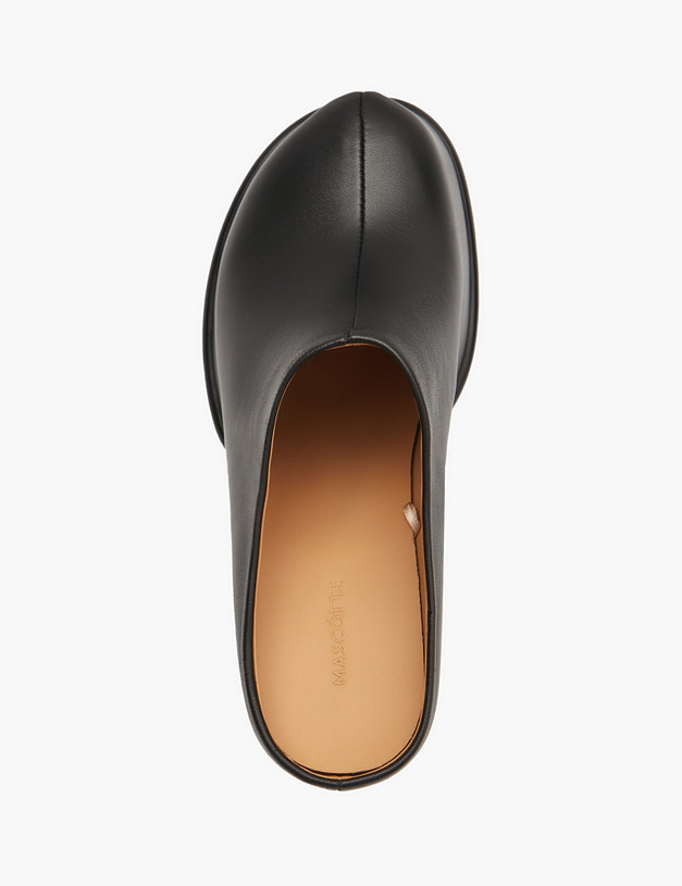 Черные кожаные женские сабо на массивном каблуке MASCOTTE 234-4244412-0502 | ракурс 4 Черные кожаные женские сабо на массивном каблуке MASCOTTE 234-4244412-0502 | ракурс 4