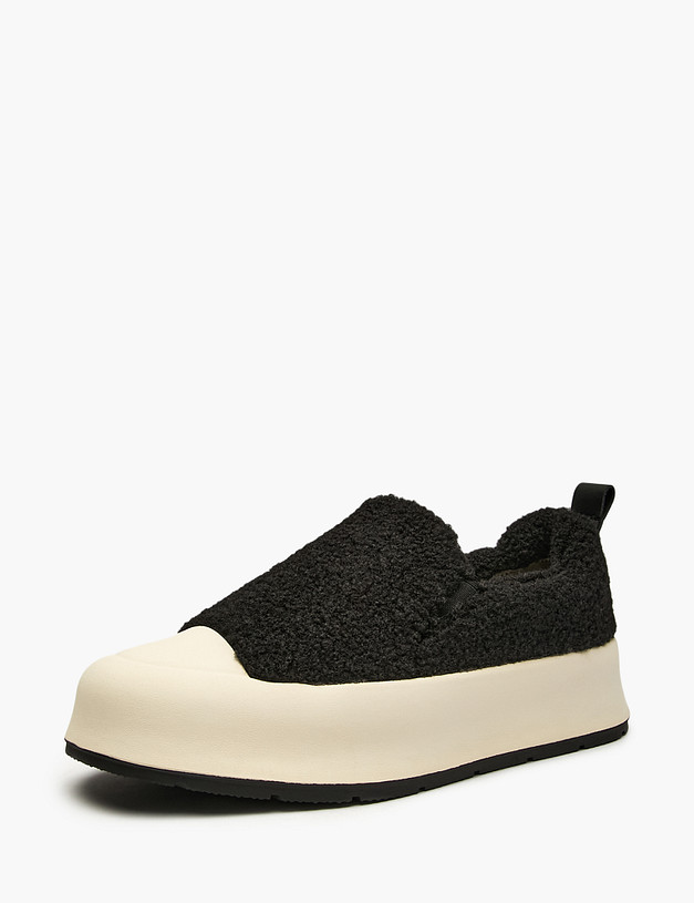 Черные женские меховые слипоны MASCOTTE 98-523541-0402 | ракурс 2