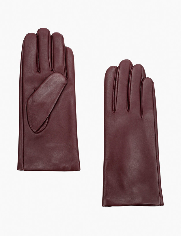 Бордовые женские перчатки из натуральной кожи MASCOTTE 717-4201-105 | ракурс 2
