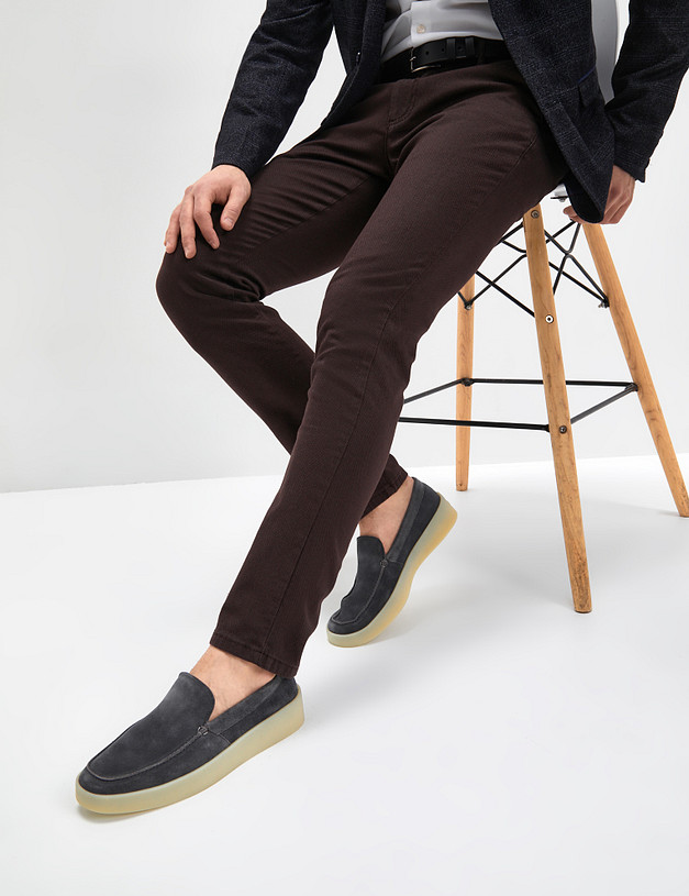 Серые велюровые мужские лоферы MASCOTTE 22-3170622-3276M | ракурс 1