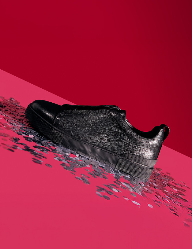 Черные мужские кеды без шнурков MASCOTTE 175-3290911-8110M | ракурс 1