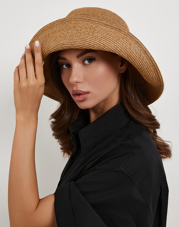 766-6144-1009 Шляпа женская целлюлоза-текстиль св.коричн, Mascotte