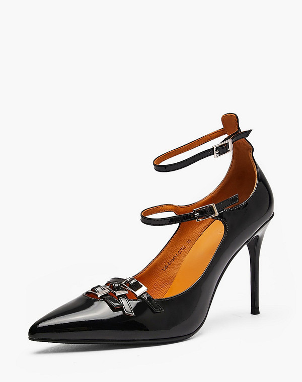 126-610411-0702 Туфли женские лак.кожа/нат.кожа черн, Mascotte