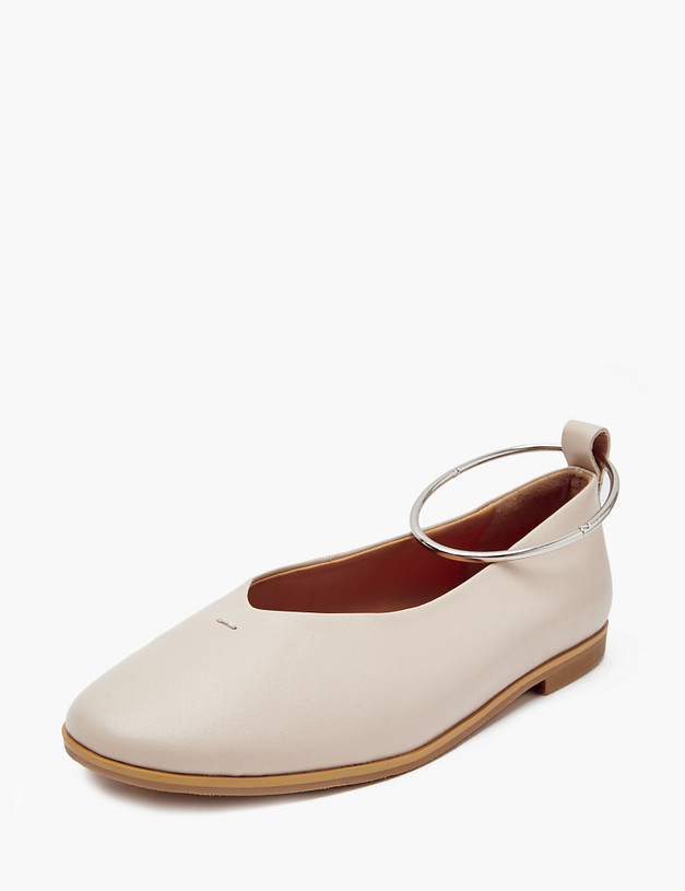 Бежевые женские балетки с металлическим браслетом MASCOTTE 233-4124911-3536M | ракурс 4 Бежевые женские балетки с металлическим браслетом MASCOTTE 233-4124911-3536M | ракурс 4