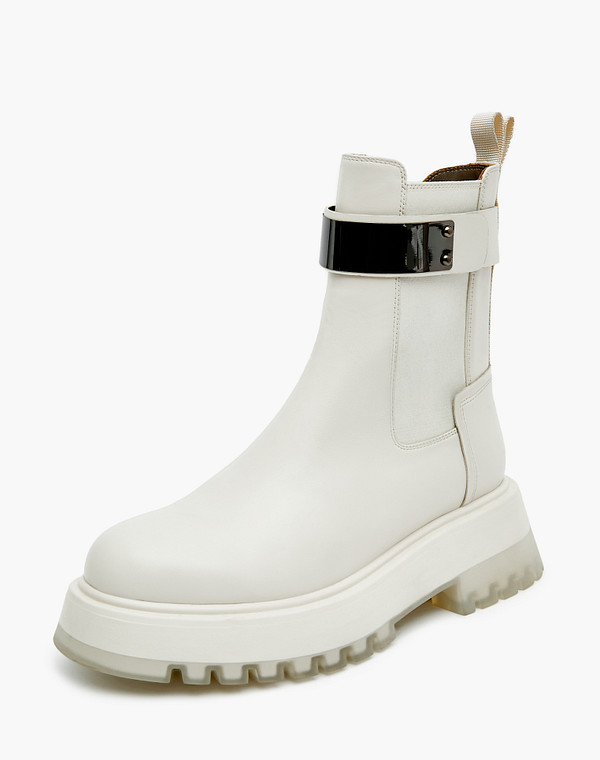 172-3201122-7115M Ботинки женские нат.кожа-резина/ворсин-нат.кожа бел, Mascotte