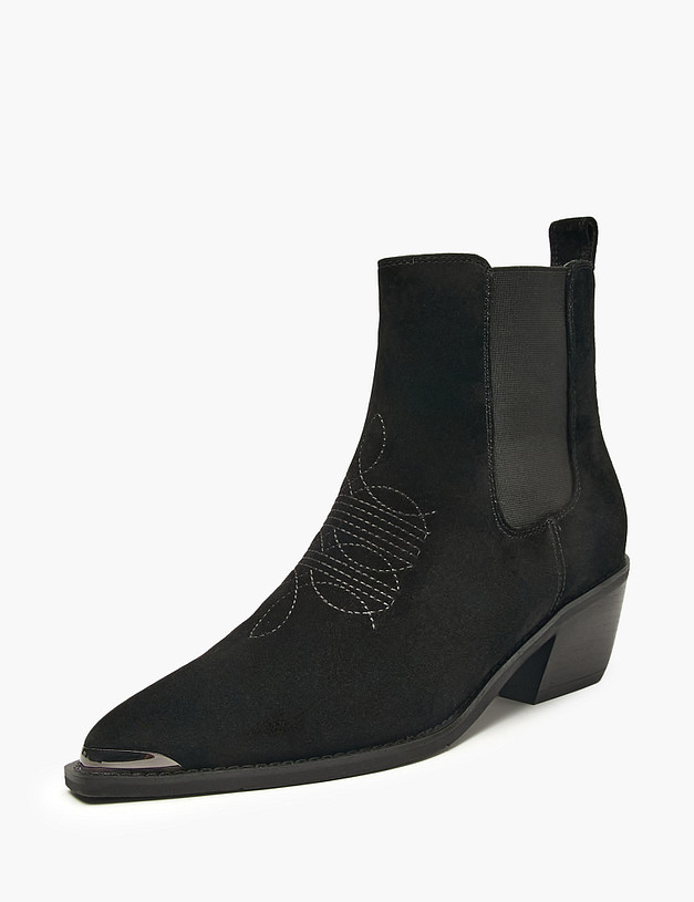 Черные женские казаки с вышивкой MASCOTTE 233-520922-0602 | ракурс 2