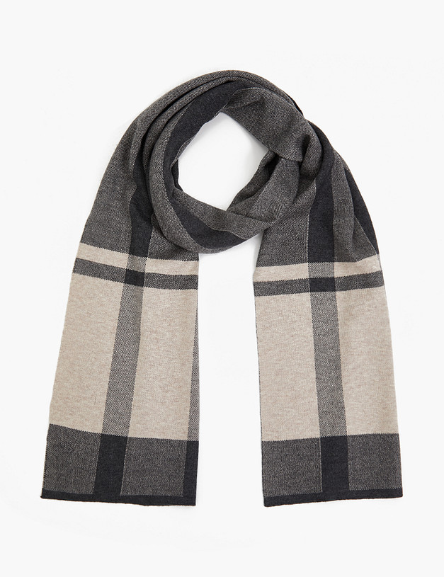 Серый мужской шарф MASCOTTE 766-3204-2410 | ракурс 2 Серый мужской шарф MASCOTTE 766-3204-2410 | ракурс 2