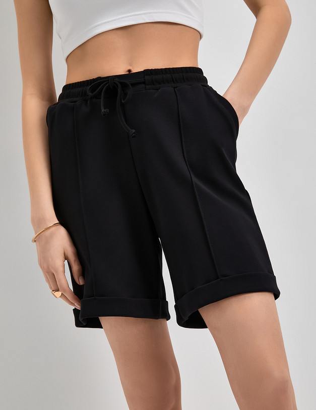 Женские хлопковые шорты черного цвета MASCOTTE 790-3113-2602 | ракурс 4