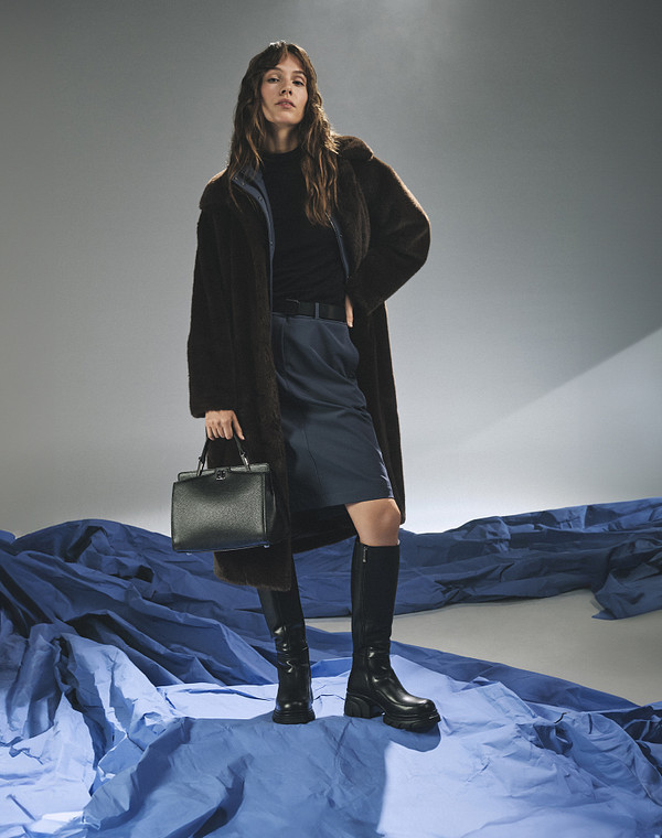 100-421632-0102 Сапоги женские нат.кожа/мех-ворсин черн, Mascotte