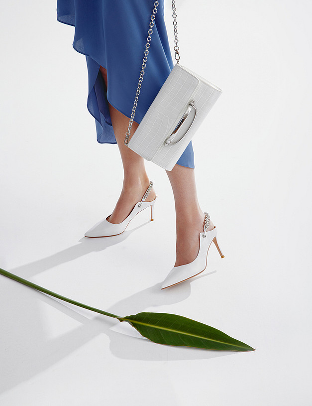 Белые женские туфли с открытой пяткой MASCOTTE 15-2145111-3569M | ракурс 1