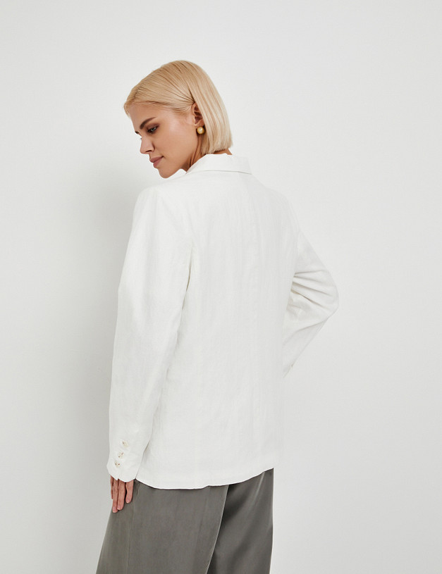 Молочный женский льняной жакет MASCOTTE 973-5120-2701 | ракурс 6