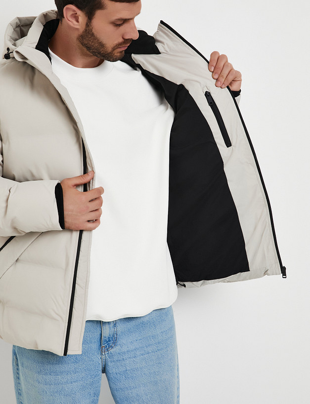 Серо-бежевый мужской пуховик MASCOTTE 885-5215-2408 | ракурс 4