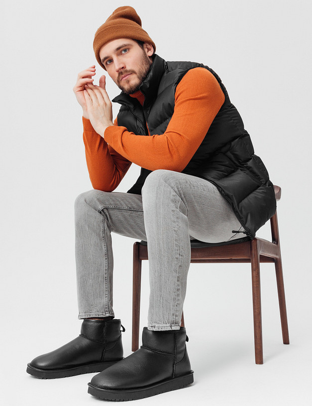 Черные кожаные мужские угги MASCOTTE 128-029331-0902 | ракурс 1