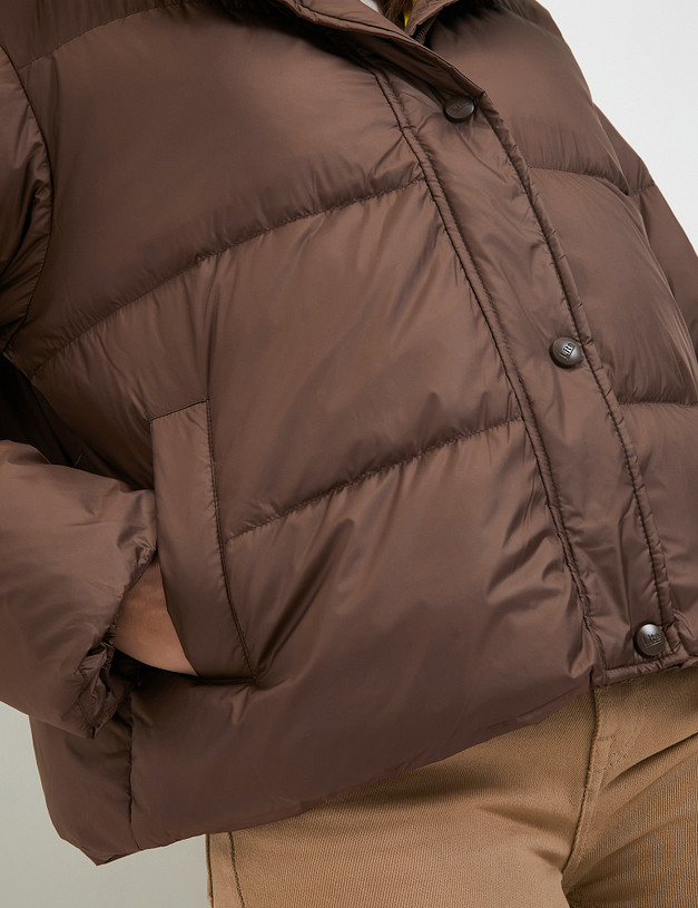 Коричневая женская дутая куртка с ярким подкладом MASCOTTE 234-3300-2409 | ракурс 5