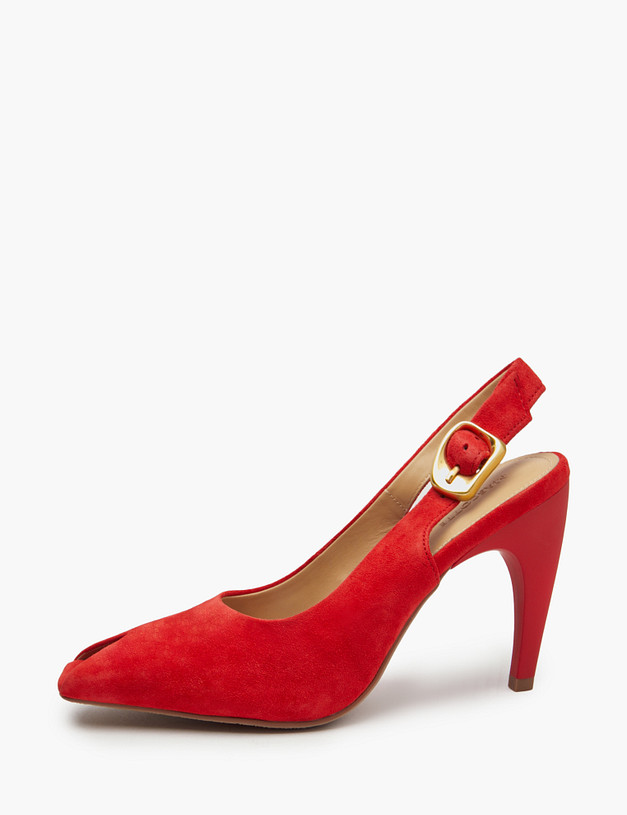 Красные женские велюровые босоножки MASCOTTE 175-5163012-3609M | ракурс 1 Красные женские велюровые босоножки MASCOTTE 175-5163012-3609M | ракурс 1
