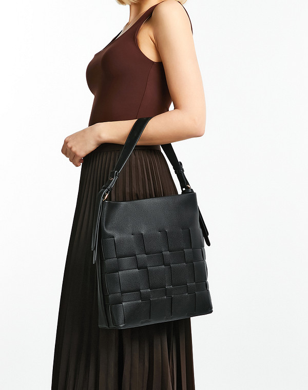 670-2112-602 Сумка женская и.кожа/текстиль черн, M, Mascotte