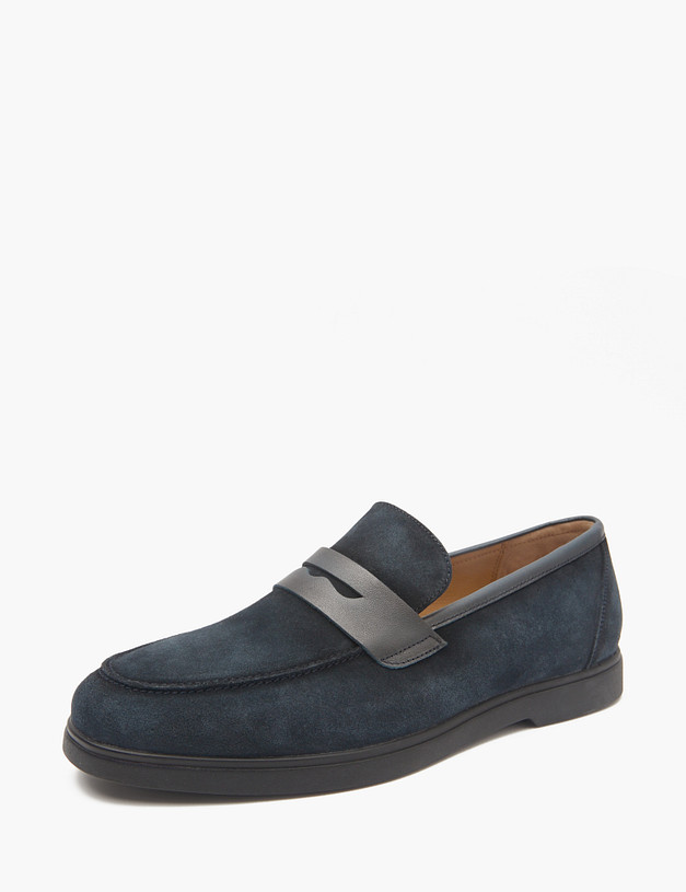 Синие мужские велюровые лоферы MASCOTTE 58-516111-3240M | ракурс 2