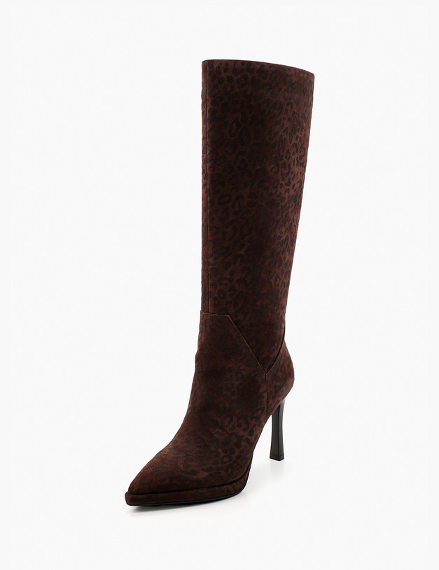 Коричневые женские сапоги с леопардовым принтом MASCOTTE 195-421021-0609 | ракурс 2