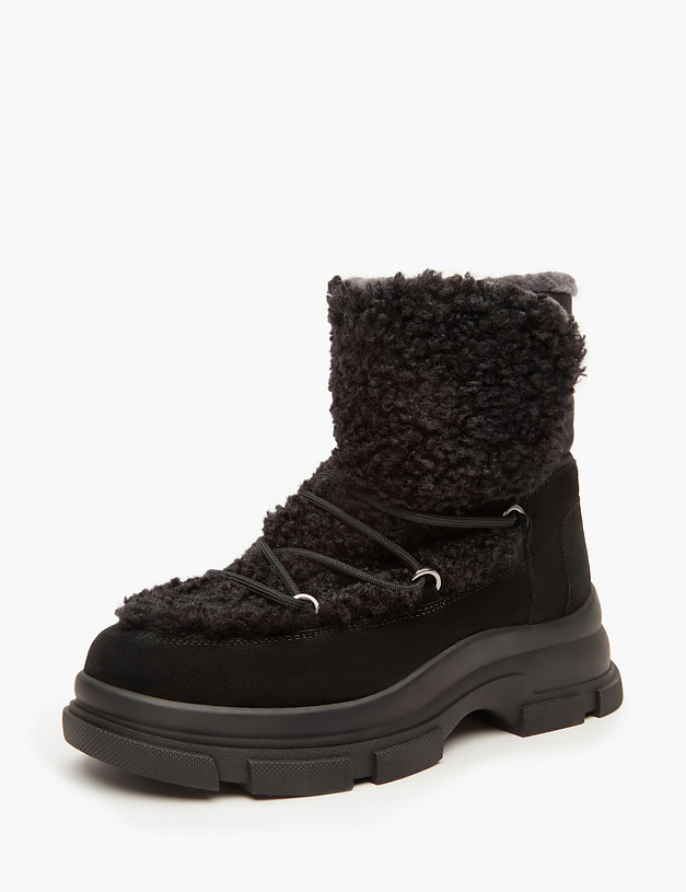 Черные женские ботинки на меху MASCOTTE 233-3201938-0602 | ракурс 2