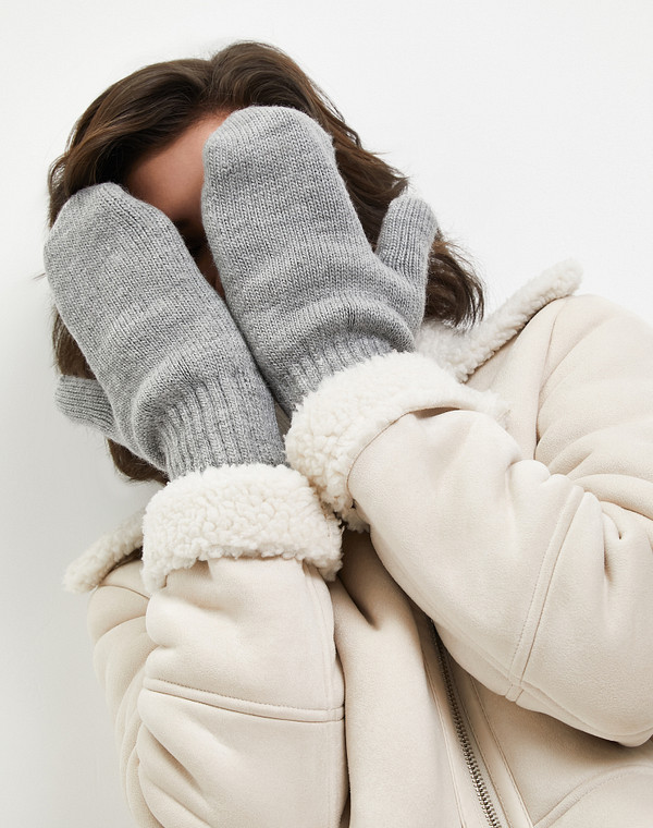 781-3201-7510 Варежки жен.. шерсть-текстиль серый, Mascotte