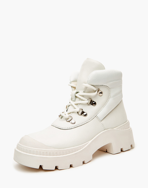 233-323631-0101 Ботинки женские нат.кожа-текстиль/мех-нат.кожа бел, Mascotte