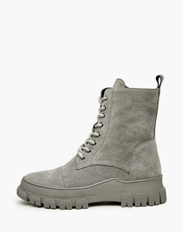 233-122631-0210 Ботинки женские велюр/мех-нат.кожа серый, Mascotte