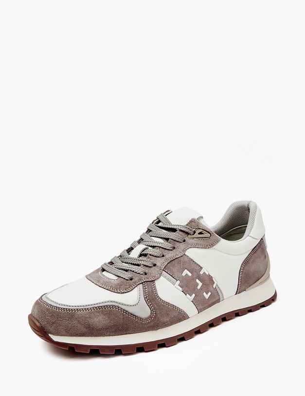 Белые мужские кроссовки с велюровыми вставками MASCOTTE 58-4110121-8109M | ракурс 3