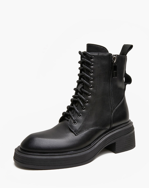 233-421421-0102 Ботинки женские нат.кожа/ворсин-нат.кожа черн, Mascotte