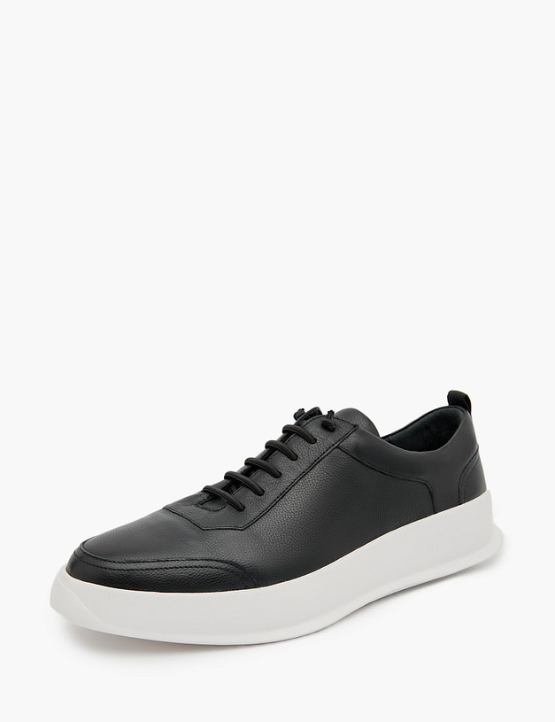 Черные кожаные мужские кеды на белой подошве MASCOTTE 175-3170711-3180M | ракурс 2