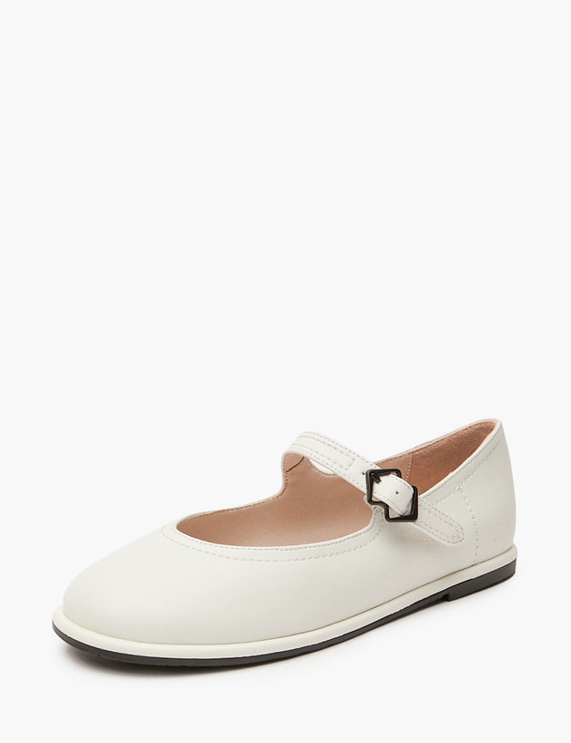 Молочные балетки для девочек с ремешком MASCOTTE 126-412013-0601 | ракурс 4 Молочные балетки для девочек с ремешком MASCOTTE 126-412013-0601 | ракурс 4