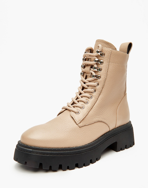 233-324031-0108 Ботинки женские нат.кожа/мех-нат.кожа беж, Mascotte