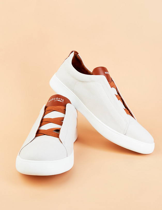 Молочные мужские кеды на резинке MASCOTTE 58-2131362-0201 | ракурс 6