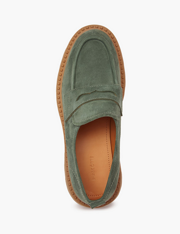 Зеленые женские лоферы из велюра MASCOTTE 233-3201813-4606M | ракурс 5