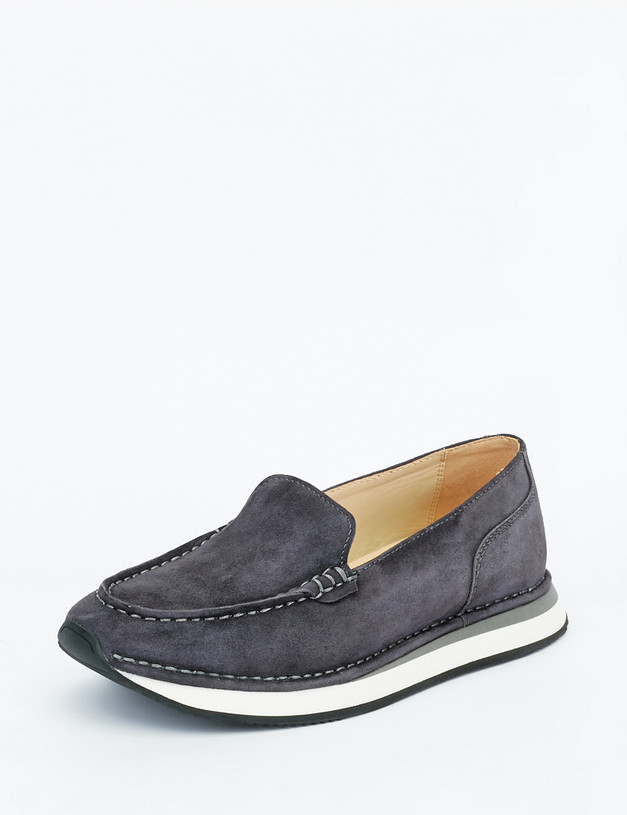 Серые велюровые женские лоферы MASCOTTE 22-2145612-3656M | ракурс 3