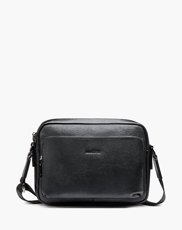 602-6102-102 Сумка мужская нат.кожа/текстиль черн, S, Mascotte